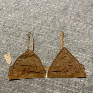 SKIMS Sparkle Glissenette Front Close Triangle Bralette Tan Brown Chai 3X NWT